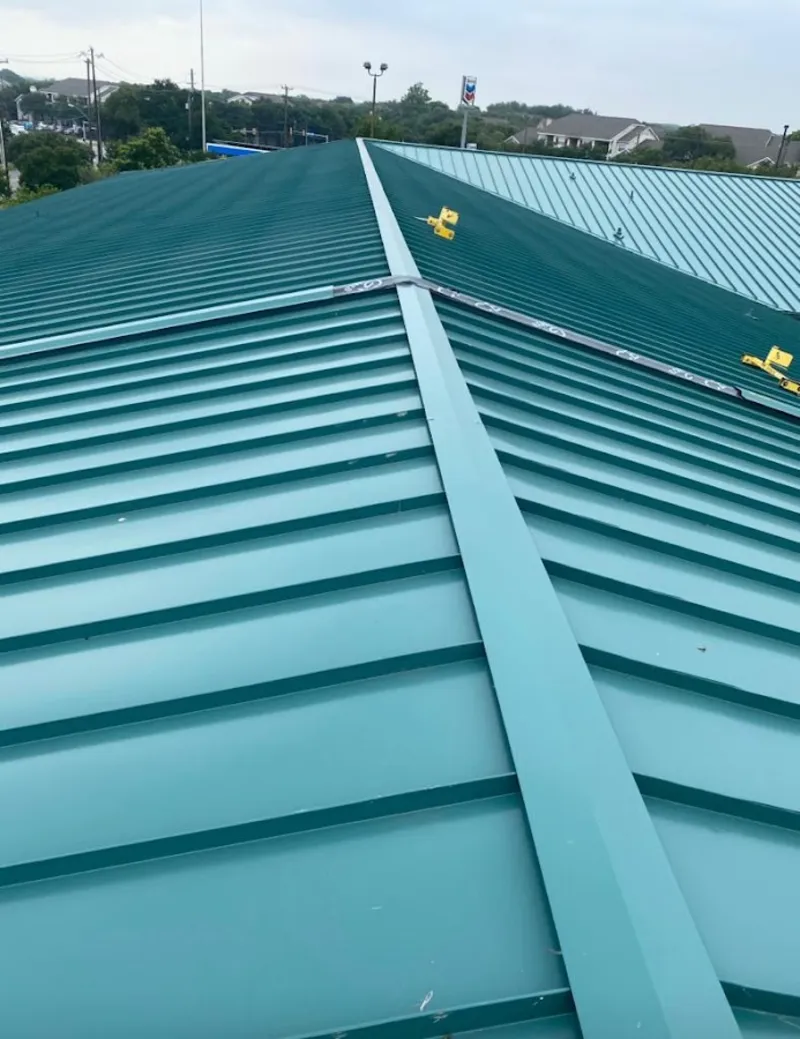 Green commercial metal roof ridge and valley for Metal Roof Repair in George Mason
